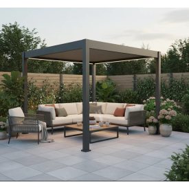 Sun-Elegance 3x3m Motoros Bioklimatikus pergola – Antracit Kerti Terasz Pergola