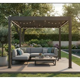   SUN ELEGANCE 3x3 m  Motoros Taupe szürke terasz pergola + LED világítás