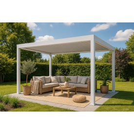   SUN ELEGANCE 3x4 m  Motoros fehér terasz pergola + LED világítás