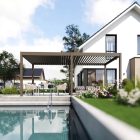 SUN ELEGANCE 3x6 m  Motoros taupe szürke terasz pergola + LED világítás