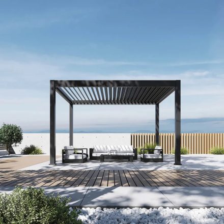 SUN DELUX PRO Motoros + Led világítás 3x4 m antracit terasz pergola