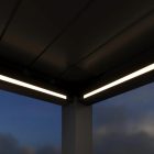 SUN DELUX PRO 4x8 m antracit elektromos bioklimatikus pergola – prémium alumínium árnyékoló LED-világítással és motoros lamellákkal