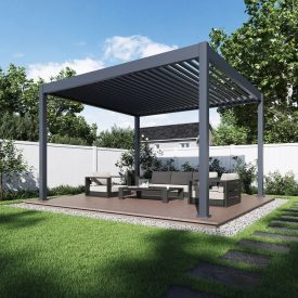 SUN DELUX motoros+LED 3.6x4 m antracit terasz pergola
