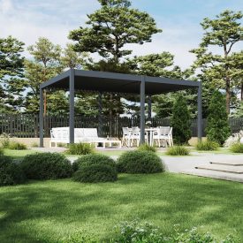 motoros pergola antracit kertben – SUN DELUX 3,6×5,3 m