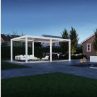 SUN DELUX PRO motoros + Led világítás 4x6 m kerti terasz pergola fehér