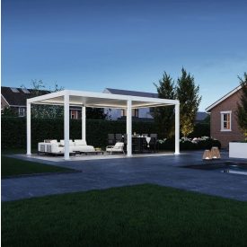   SUN DELUX PRO motoros + Led világítás 4x6 m kerti terasz pergola fehér