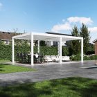 SUN DELUX PRO motoros + Led világítás 4x6 m kerti terasz pergola fehér