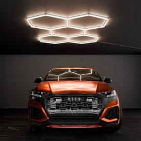   Hexagon LED hatszögletű mennyezeti panel lámpa világítás garázsműhelyhez 298x209cm 4000K