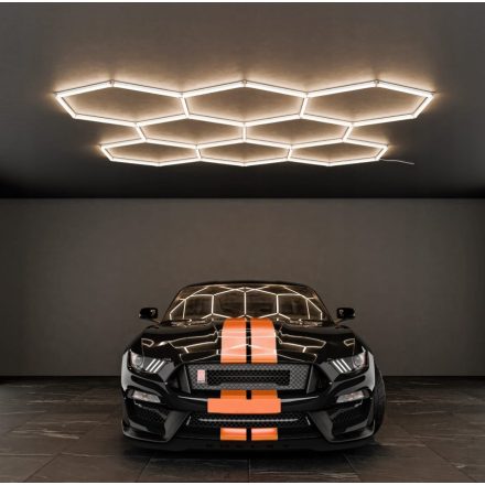 Hexagon LED lámpa hatszögletű méhsejt mennyezeti panel világítás garázsműhelyhez 