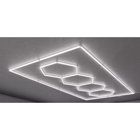   HEXAgon LED hatszögletű lámpa mennyezeti panel világítás garázsműhelyhez 484 x 243 cm