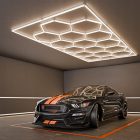 Hexagon LED hatszögletű lámpa mennyezeti panel világítás garázsműhelyhez 484 x 243 cm
