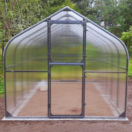 Polikarbonát üvegház 250x205 antracit acél