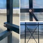 Polikarbonát üvegház 250x205 antracit acél