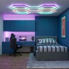 Hexagon RGB LED hatszögletű mennyezeti panel lámpa világítás garázsműhelyhez + App távirányító